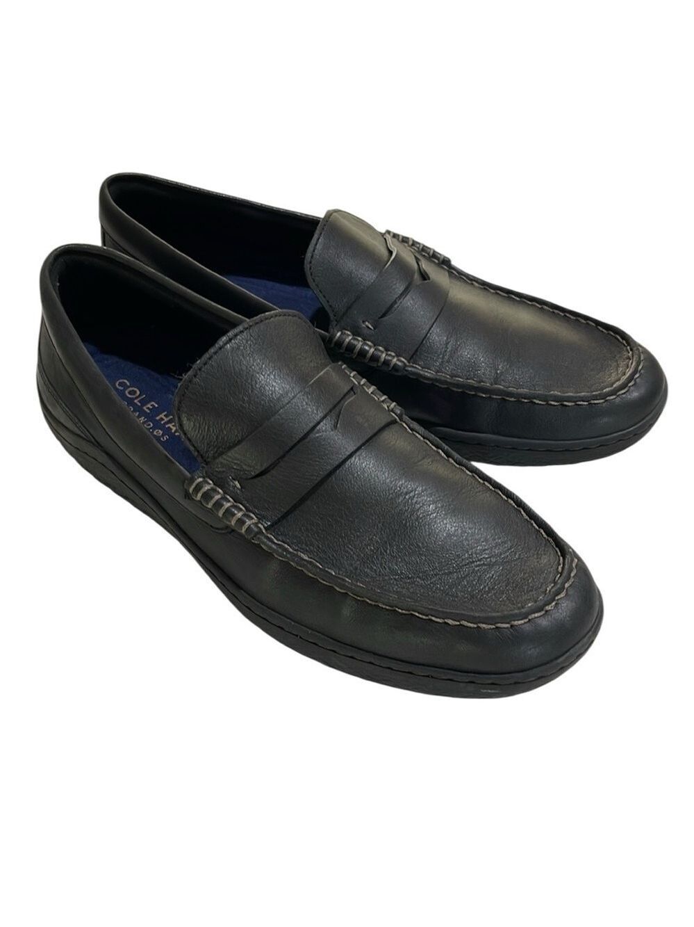 Cole Haan Grand.0S Leather Moc Toe Slip on Penny Loafer SZ 11 Black Worn Once